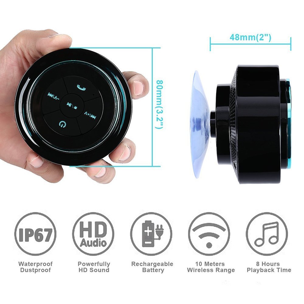 Waterproof Bluetooth Shower Speaker Portable Wireless and Dustproof