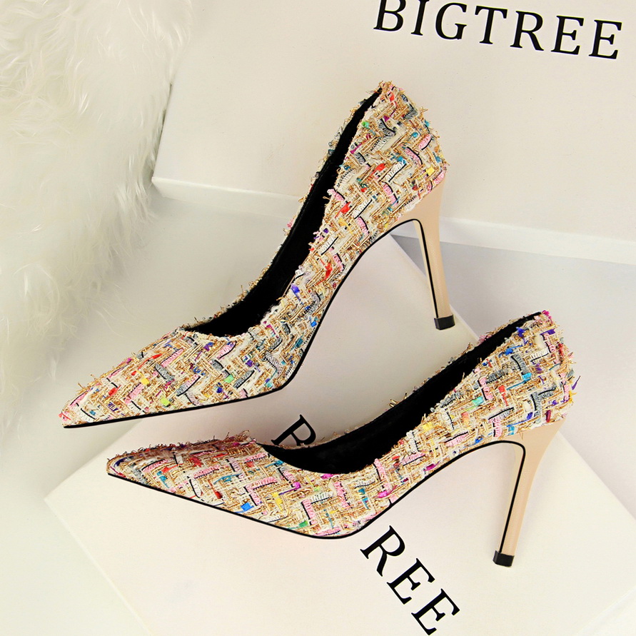 Colorful Pointed Toe Stiletto Heel High Heels Party Shoes Q0082