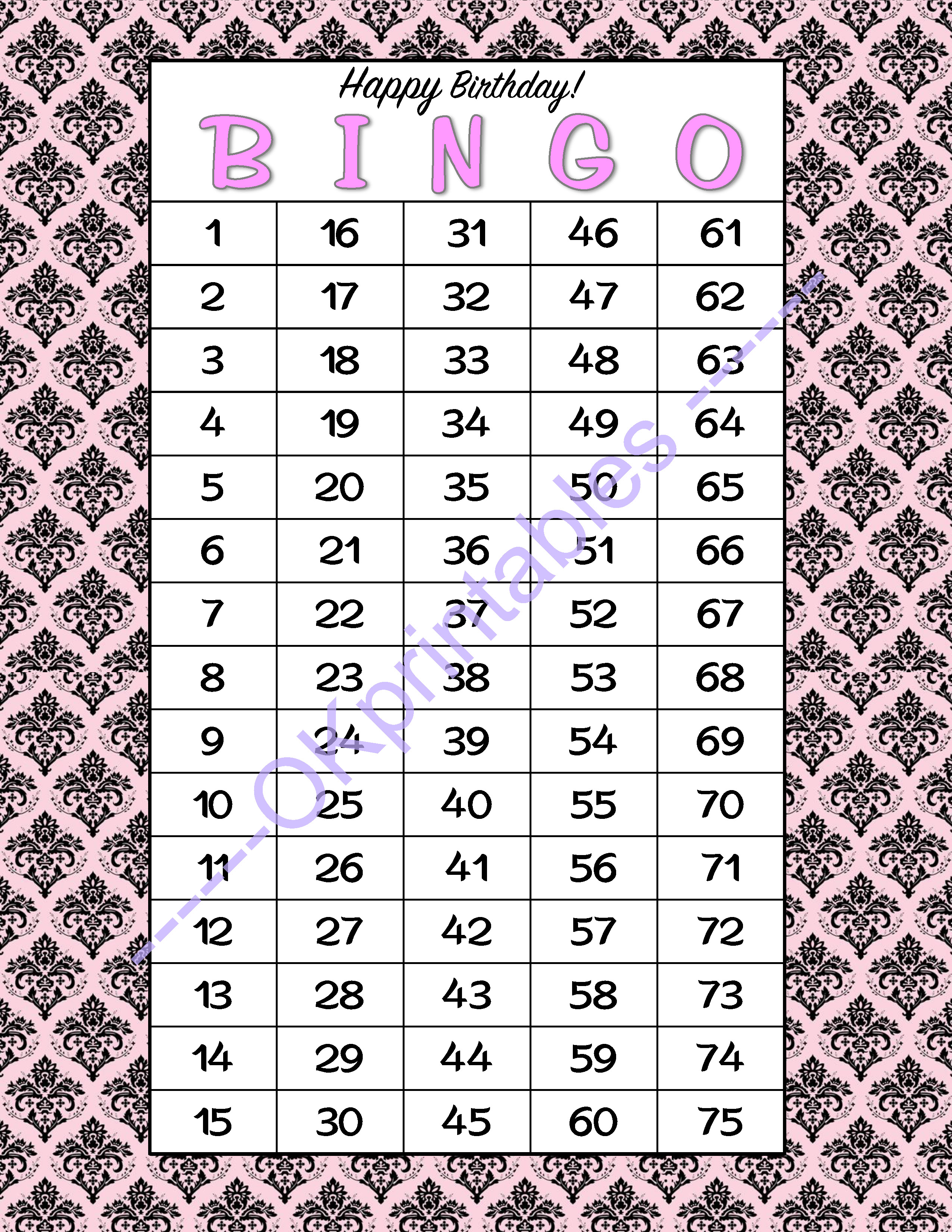 60 Content Birthday Bingo playing cards - Printable Lady Match Paris concept social gathering - Red and Black Paris Celebration - Woman Occasion match marketed as a result of okprintables photo regarding Printable Number Bingo Cards 1-75 called 60 Delighted Birthday Bingo playing cards - Printable Lady Activity Paris topic celebration - Purple and Black Paris Bash - Female Bash recreation marketed via okprintables