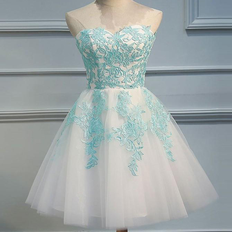 Tiffany Blue Lace Prom Dress