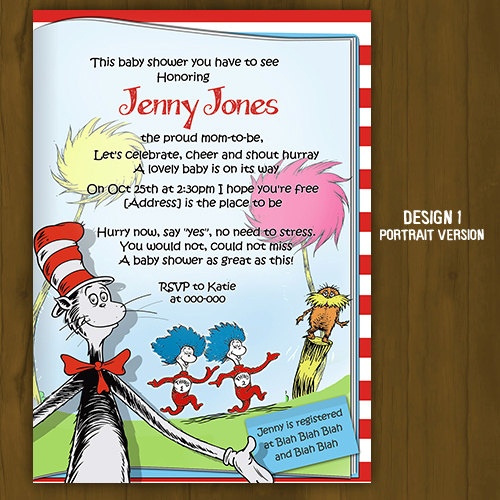 Dr. Seuss Cat in the Hat Baby Shower Invitation on Storenvy