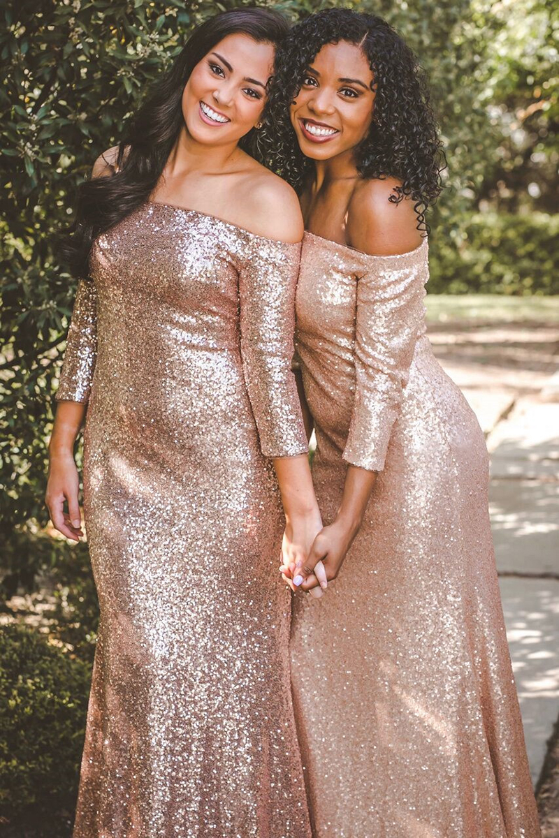 half sequin bridesmaid dresses