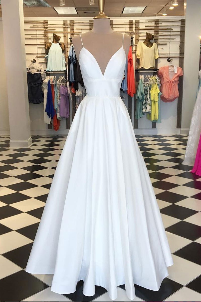 White Satin Formal Dresses