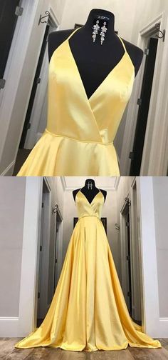 Simple Yellow Long Formal Dresses