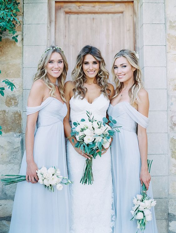 light blue bridesmaid dresses long
