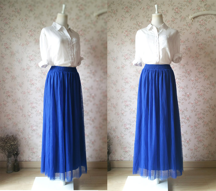 blue tulle wedding skirt