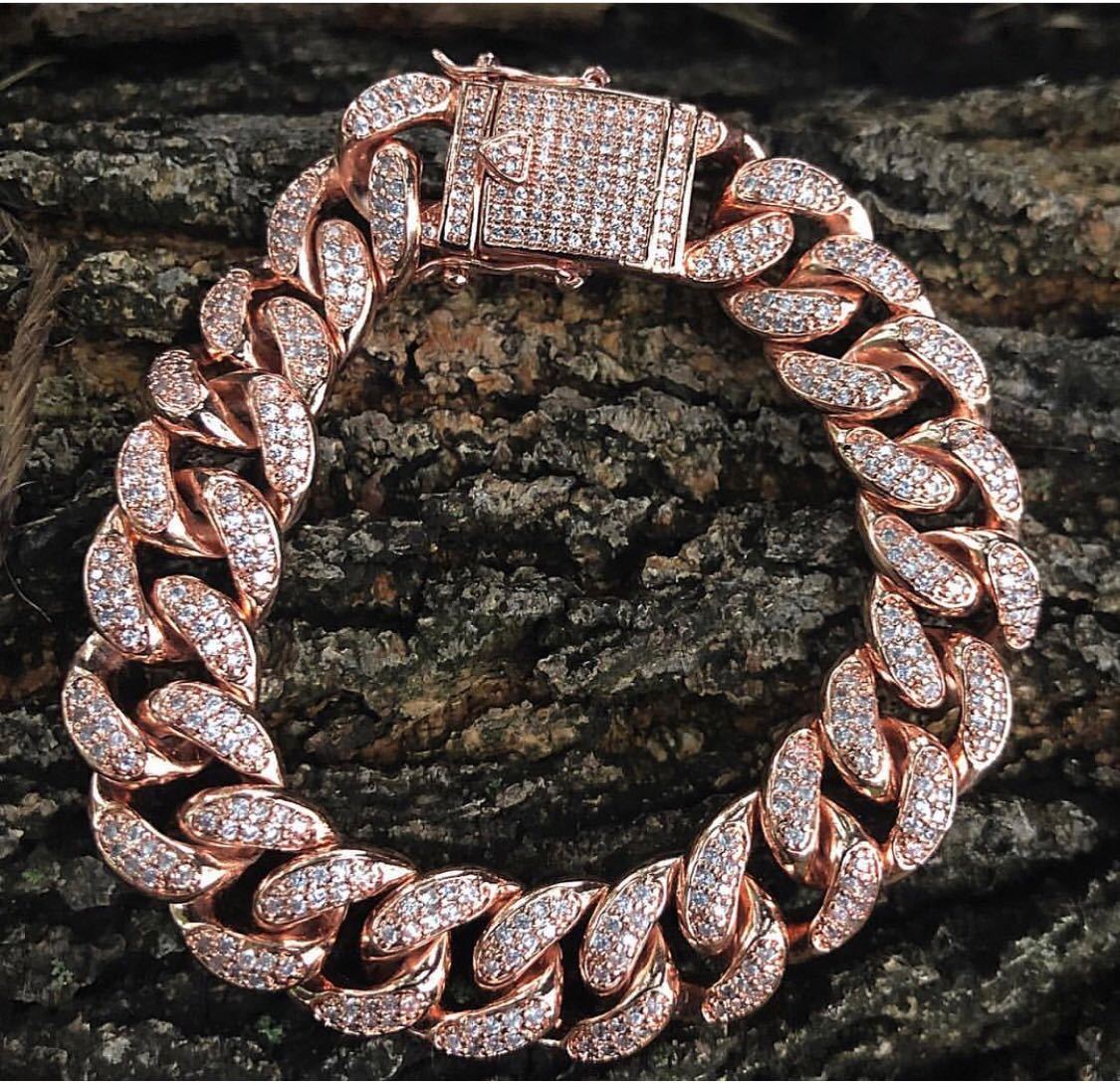 rose gold cuban link iced out