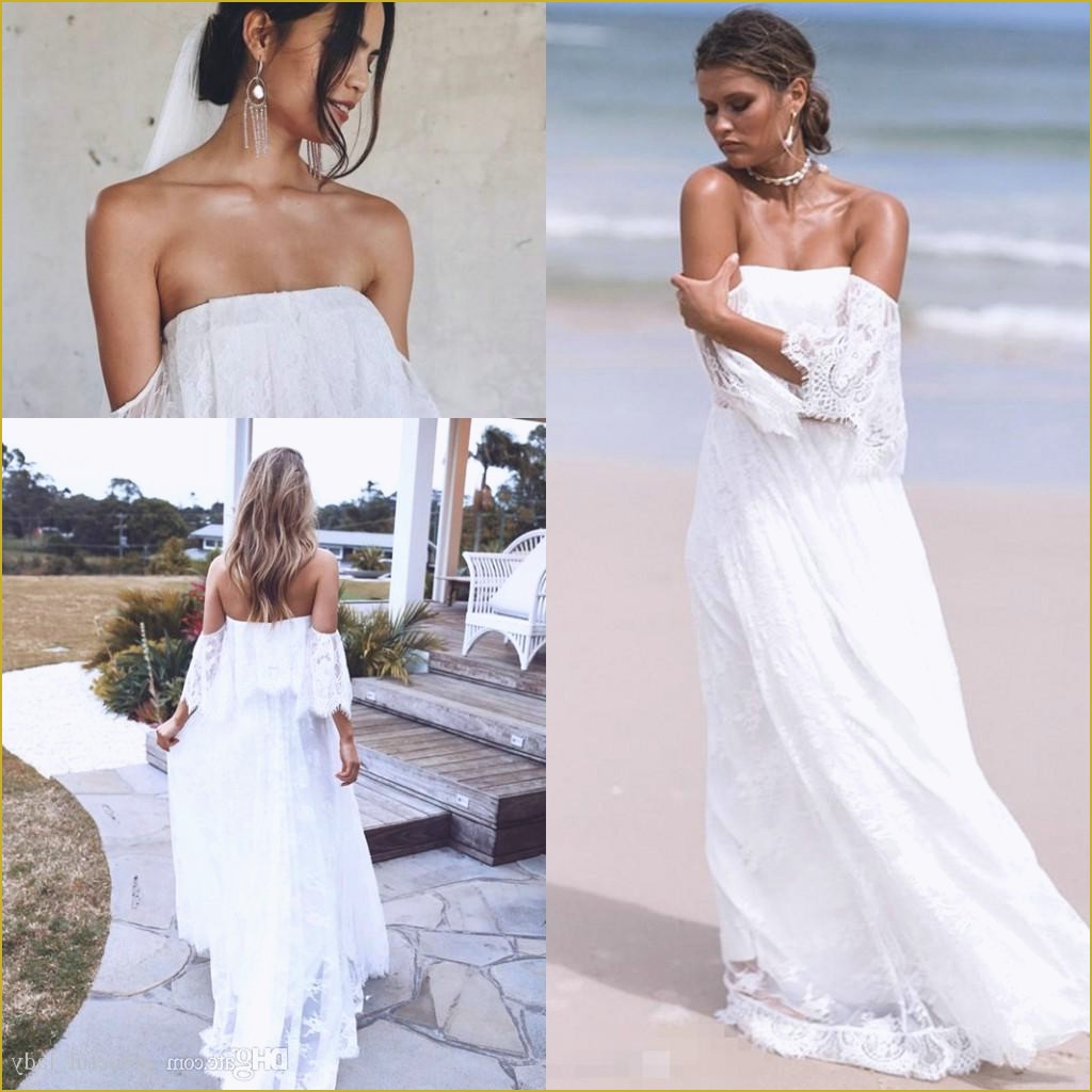 beach white dress wedding