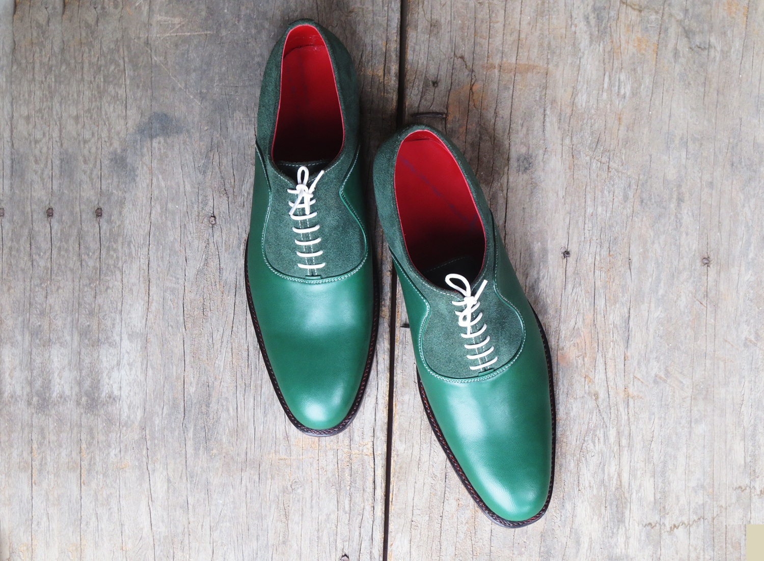 green formal shoes