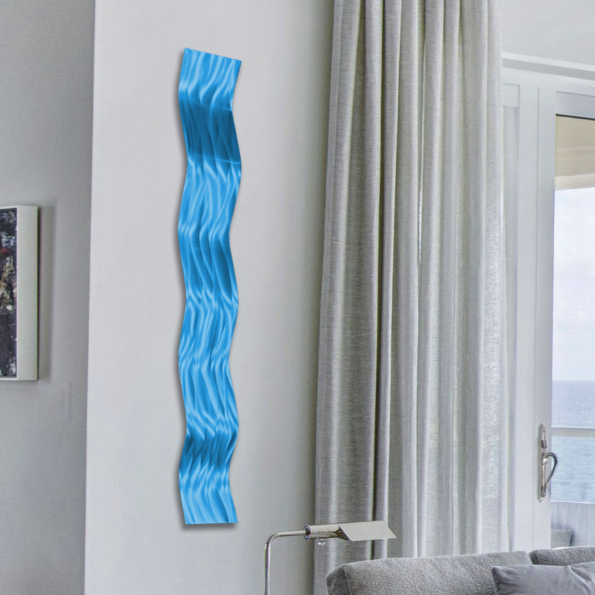 Affinity Aqua- Metal Wall Sculpture Art, Wavy Pieces, Abstract