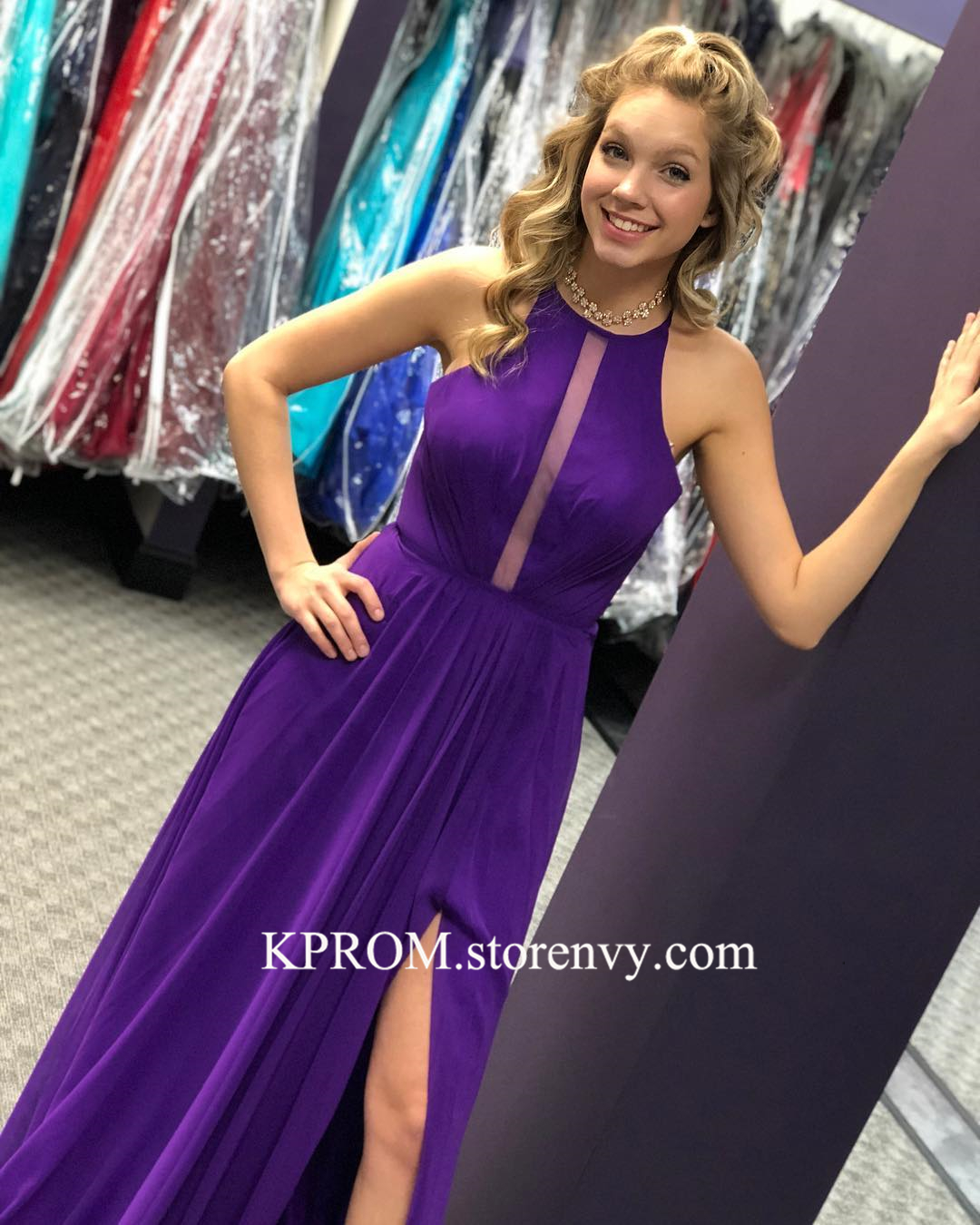 sexy purple prom dress
