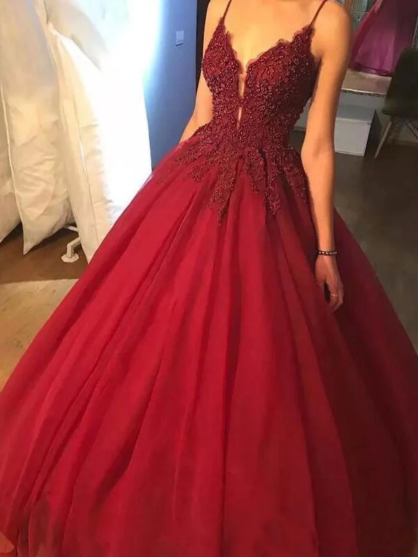 dark red evening gown
