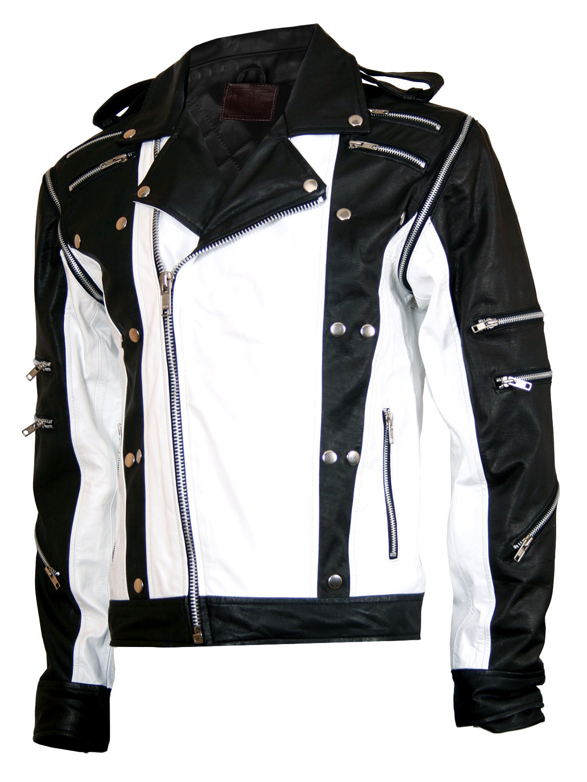 Men's New Handmade Black and White Jackets, Real Leather Jackets For