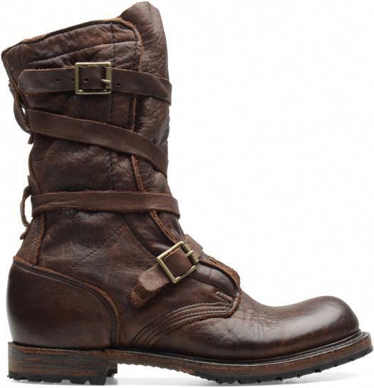 men's handmade retro leather buckle high top boots