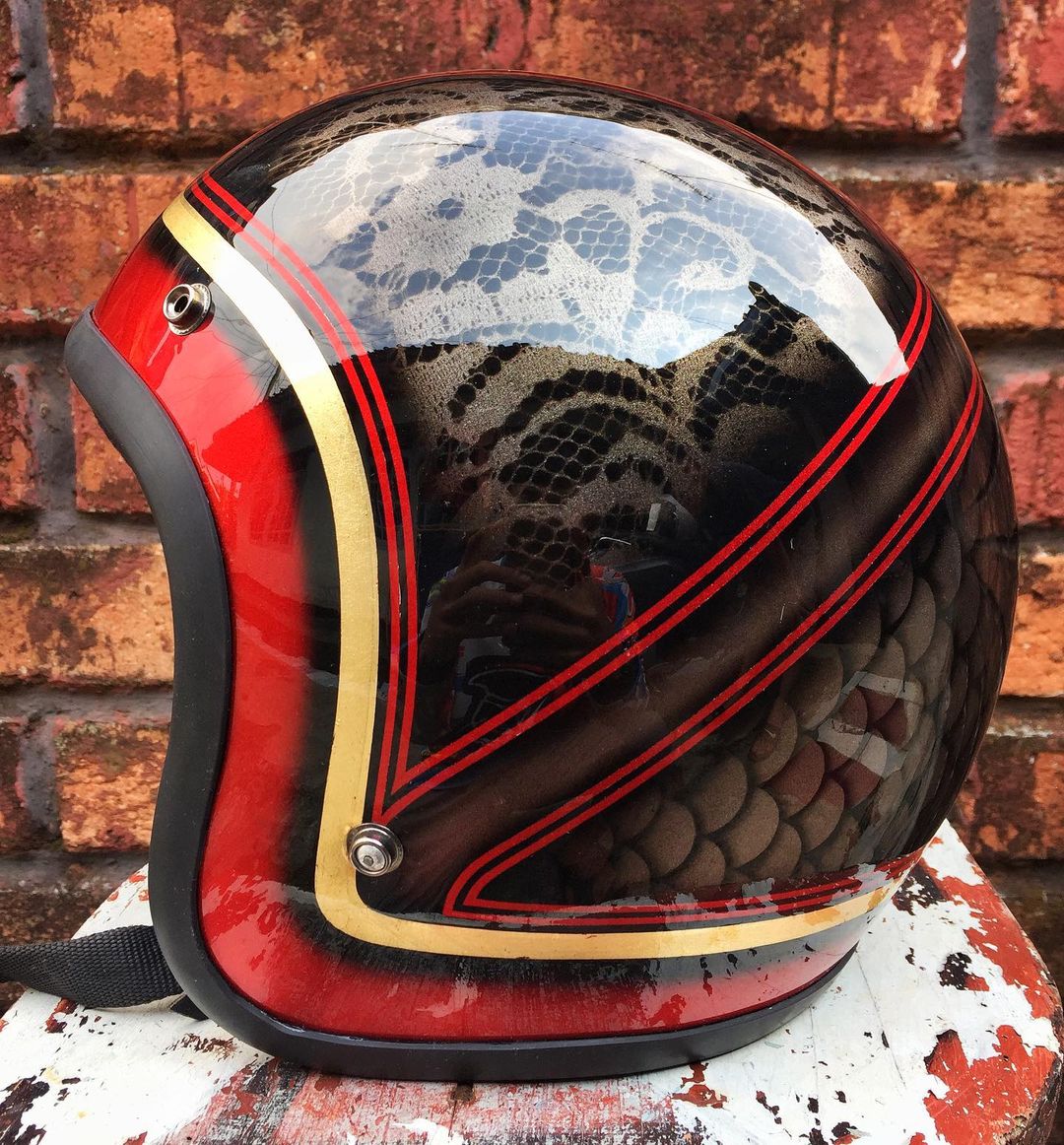 Motorcycle Helmet Cruiser Biker 3/4 Open Face Slim Fit Airbrush Painted