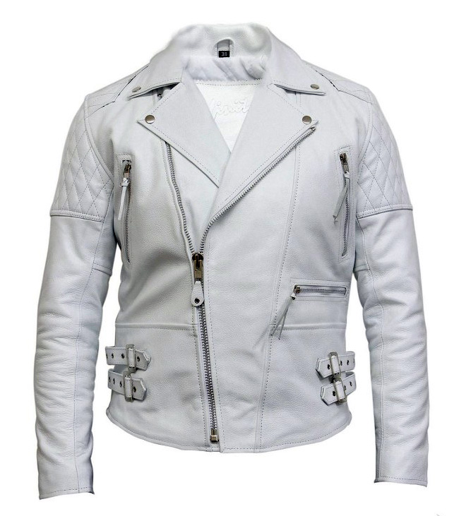 white mens biker jacket